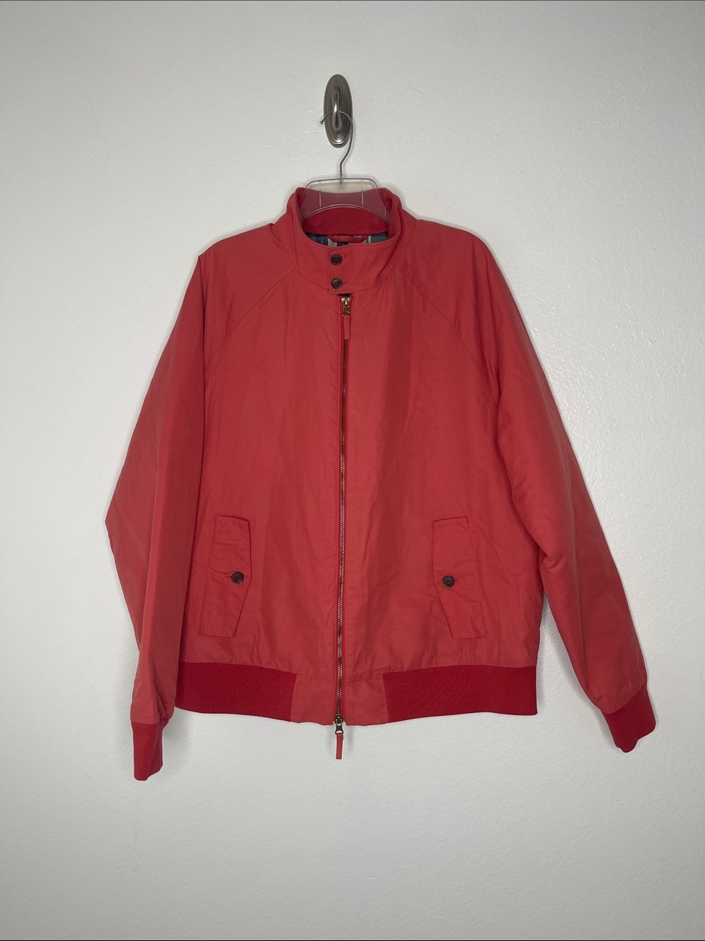 Bonobos Men's Coral Quilted Lining Cotton Blend Bomber Zip Jacket Size Large
